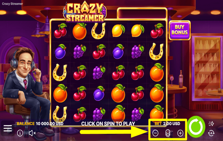 Crazy Streamer SELECT YOUR BET.