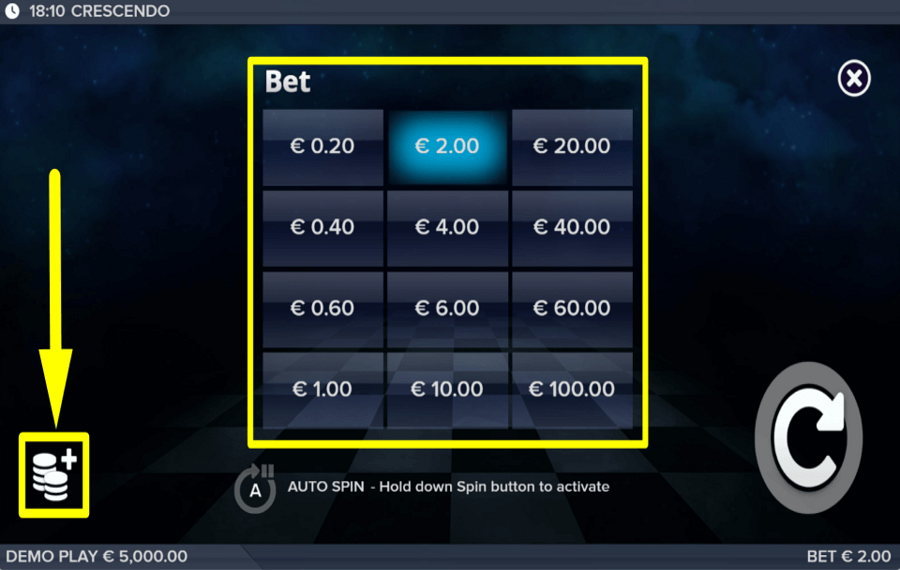 Crescendo CAST YOUR BET.