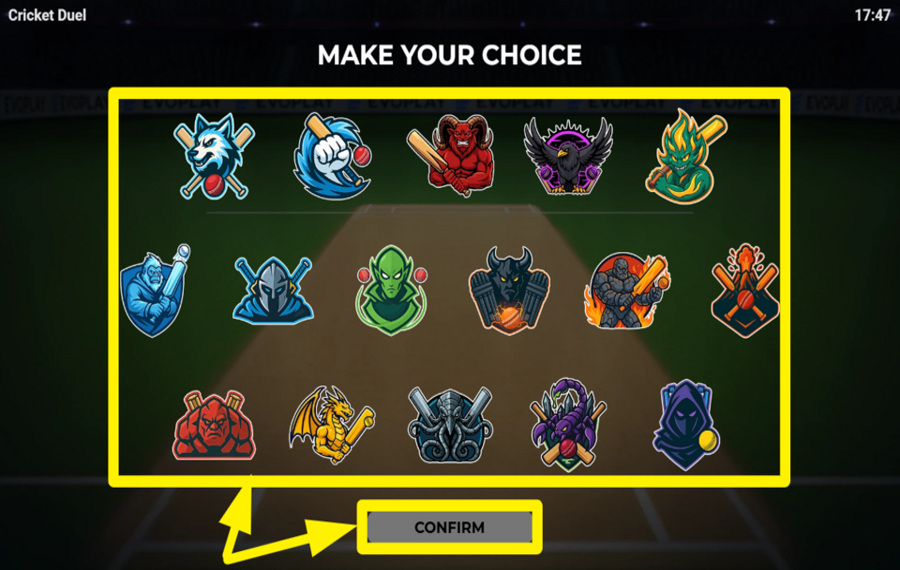 Cricket Duel CHOOSE YOUR TEAM.