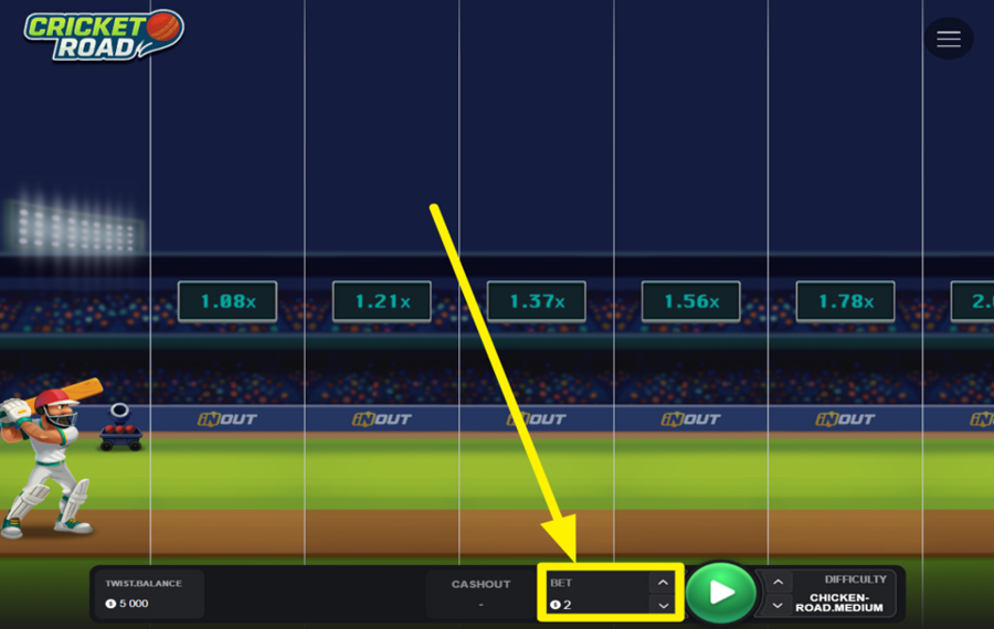 Cricket Road ADJUST YOUR STAKE.