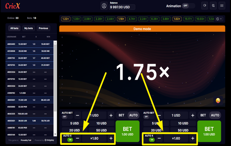 CricX SET AUTO TAKE.
