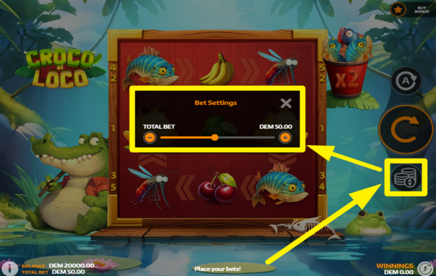 Croco el Loco ОТРЕГУЛИРУЙТЕ НАСТРОЙКИ СТАВКИ.