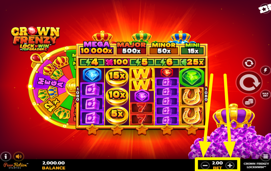 Crown Frenzy LockNWin CHOOSE THE TOTAL BET.
