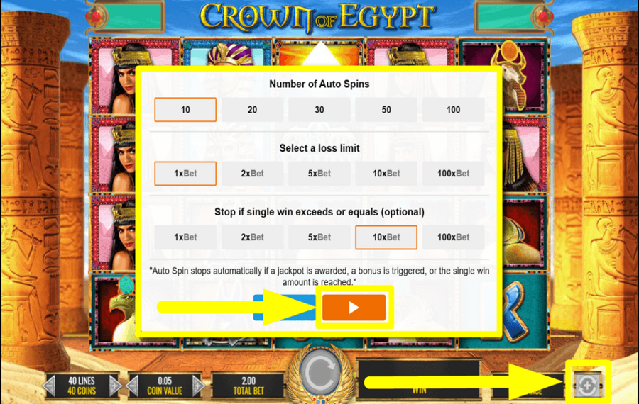 Crown of Egypt JOUER AUTOMATIQUEMENT.