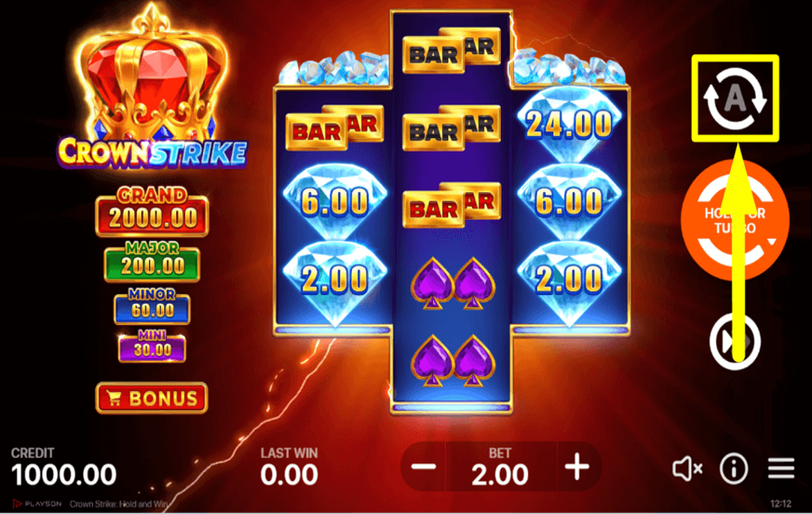 Crown Strike Hold and Win AUTOMATISCHE WIEDERGABE STARTEN.