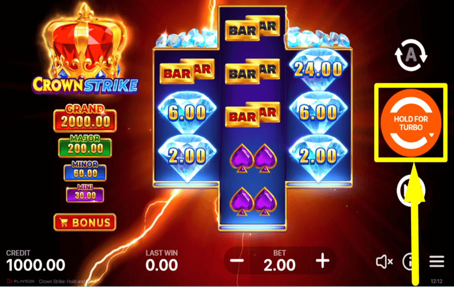 Crown Strike Hold and Win DREH AM RAHMEN UND GEWINNE GEWINNE.