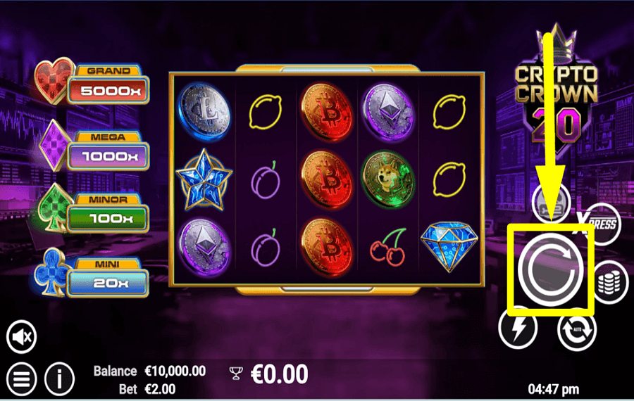 Crypto Crown 20 SPIN THE REELS.