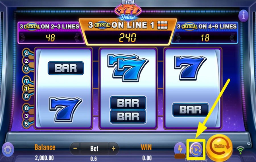 Crystal 777 Deluxe ИСПОЛЬЗУЙТЕ АВТОМАТИЗИРОВАННЫЕ ВРАЩЕНИЯ.