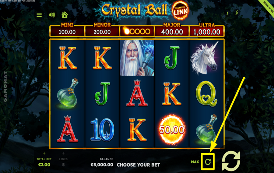 Crystal Ball Flaming Link WÄHLEN SIE AUTOMATISCHE SPINS.