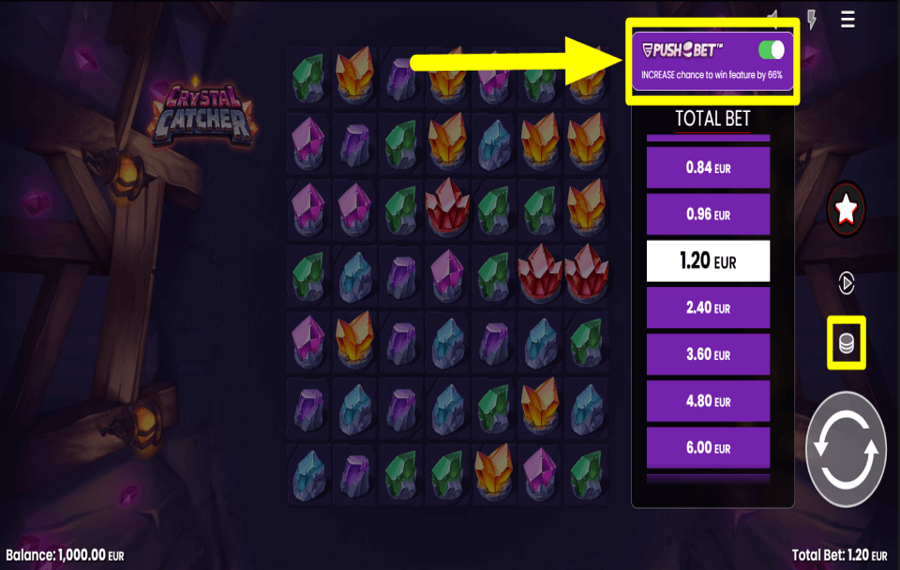 Crystal Catcher SET THE PUSH BET.