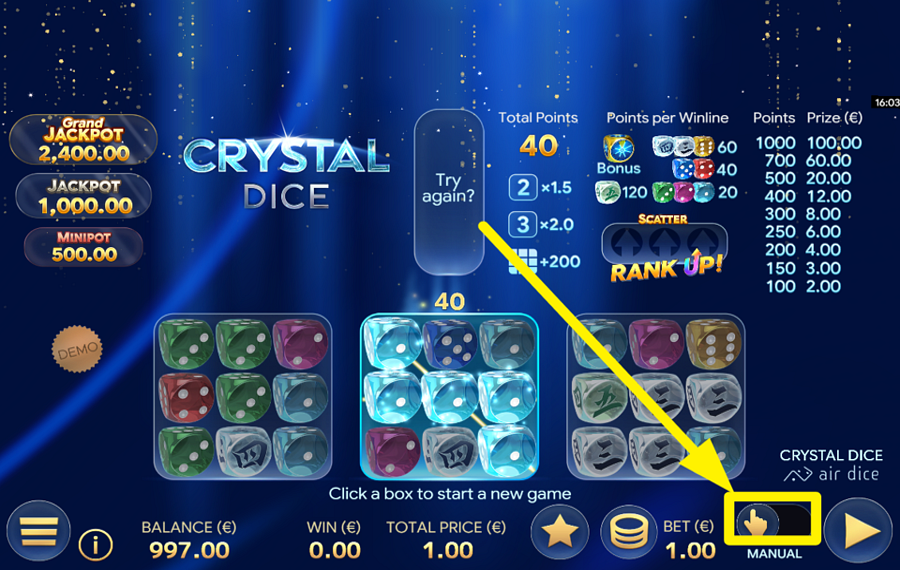 Crystal Dice HABILITAR LA REPRODUCCIÓN AUTOMÁTICA.