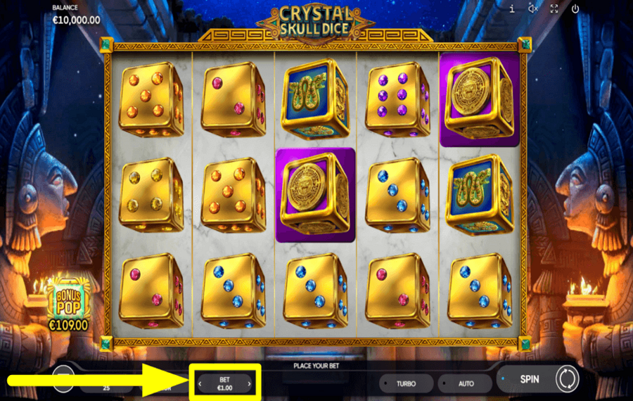 Crystal Skull Dice Weisen Sie Ihren Einsatz zu.