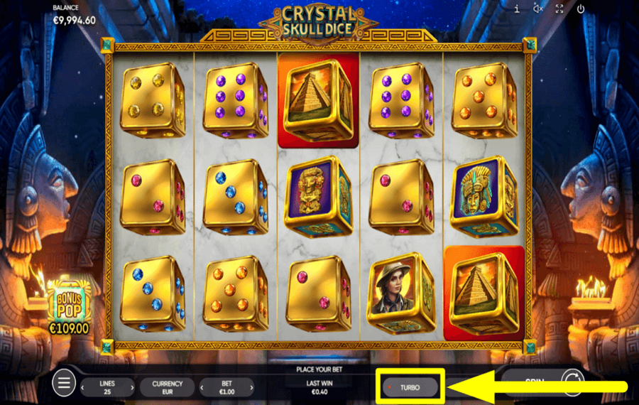 Crystal Skull Dice BESCHLEUNIGEN SIE DIE DREHUNGEN.