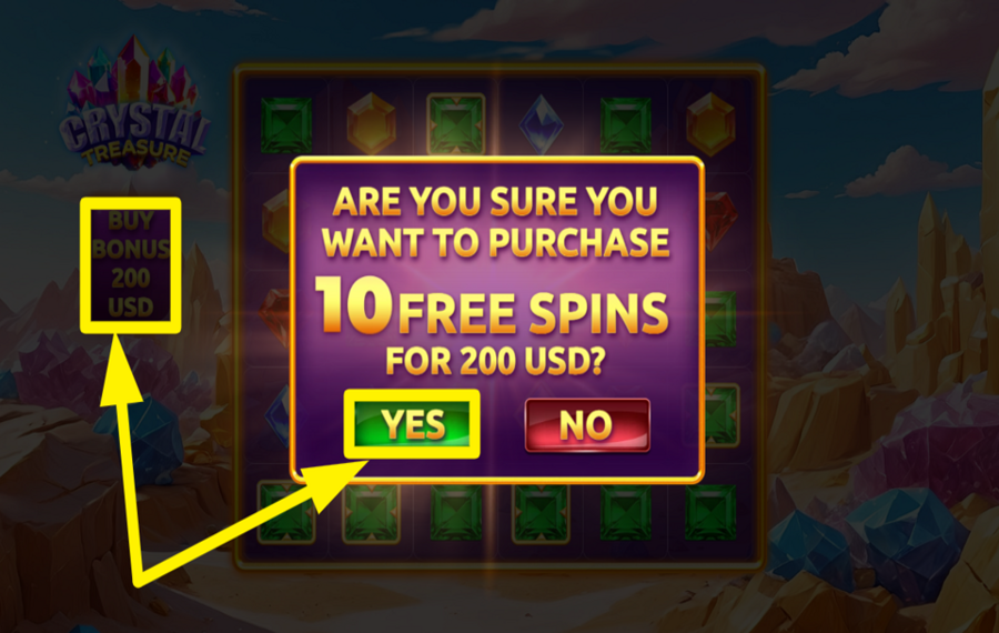 Crystal Treasure PURCHASE FREE SPINS.