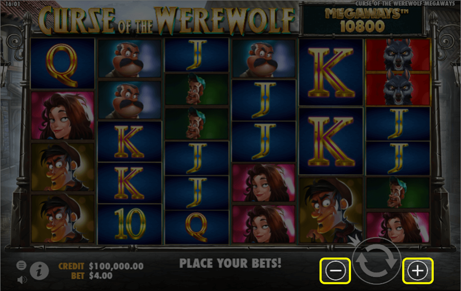 Curse of the Werewolf Megaways Change the bet
