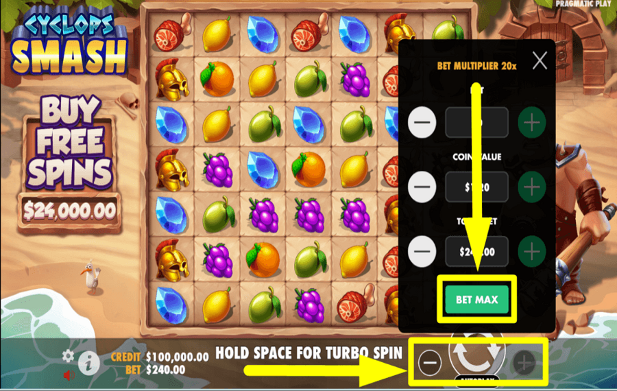 Cyclops Smash CAST THE MAXIMUM BET.