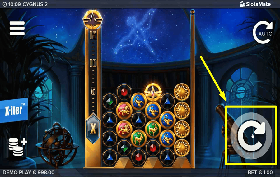 Cygnus 2 Klicken/tippen Sie auf die Schaltfläche „Drehen“.