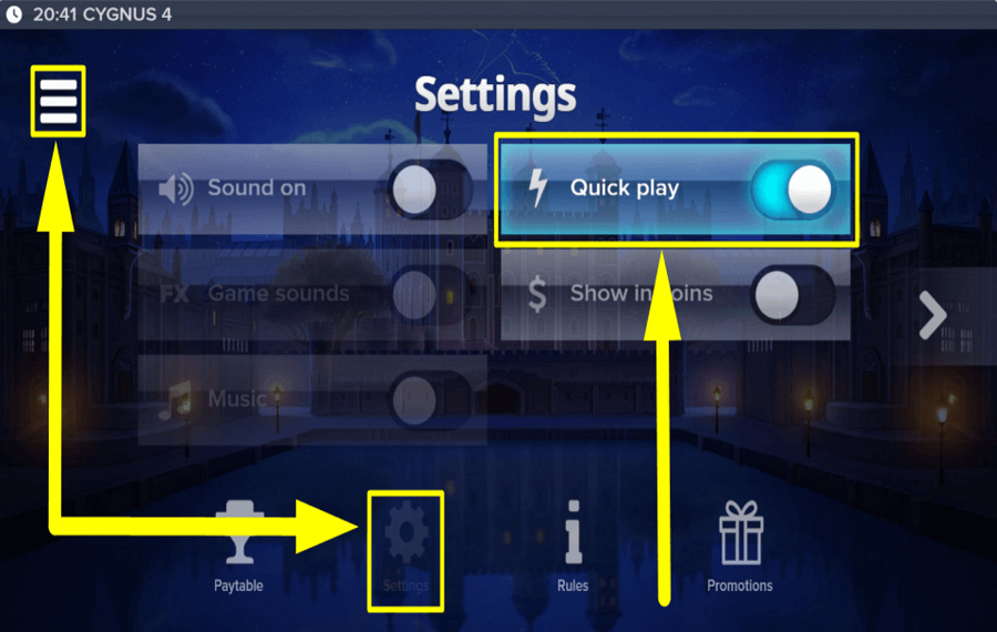 Cygnus 4 VERWENDEN SIE SCHNELLE SPINS.