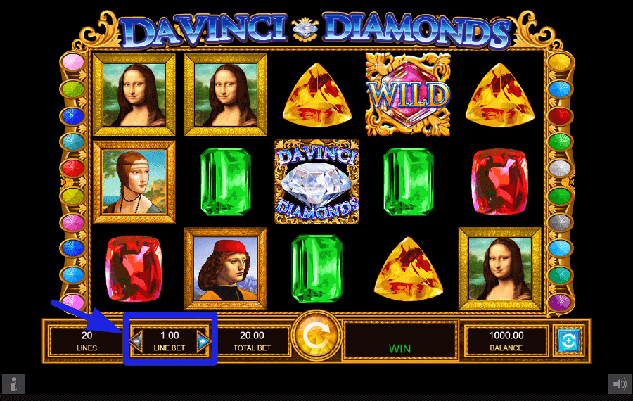 Da Vinci Diamonds Choisissez le montant de votre mise.