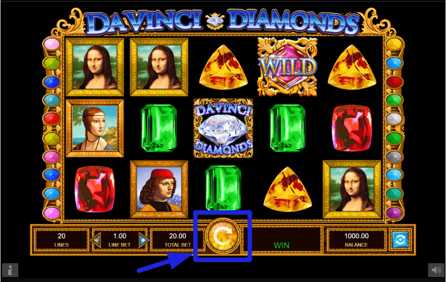 Da Vinci Diamonds Cliquez sur le bouton « Spin ».