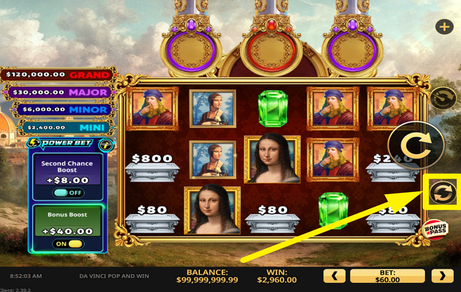 Da Vinci Pop and Win ВОСПОЛЬЗУЙТЕСЬ ФУНКЦИЕЙ АВТОВОСПРОИЗВЕДЕНИЯ.