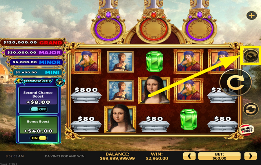 Da Vinci Pop and Win ИЗМЕНИТЕ СКОРОСТЬ.