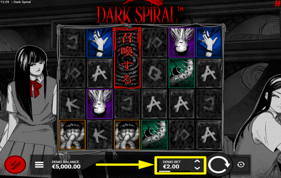 Dark Spiral ADJUST THE TOTAL BET AMOUNT.