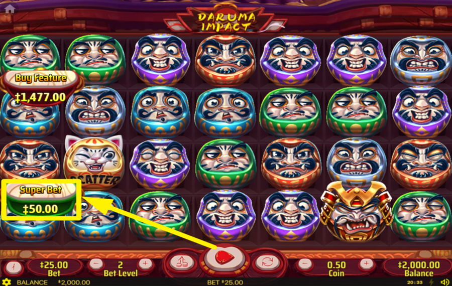 Daruma Impact UTILISEZ LA FONCTION SUPER BET.