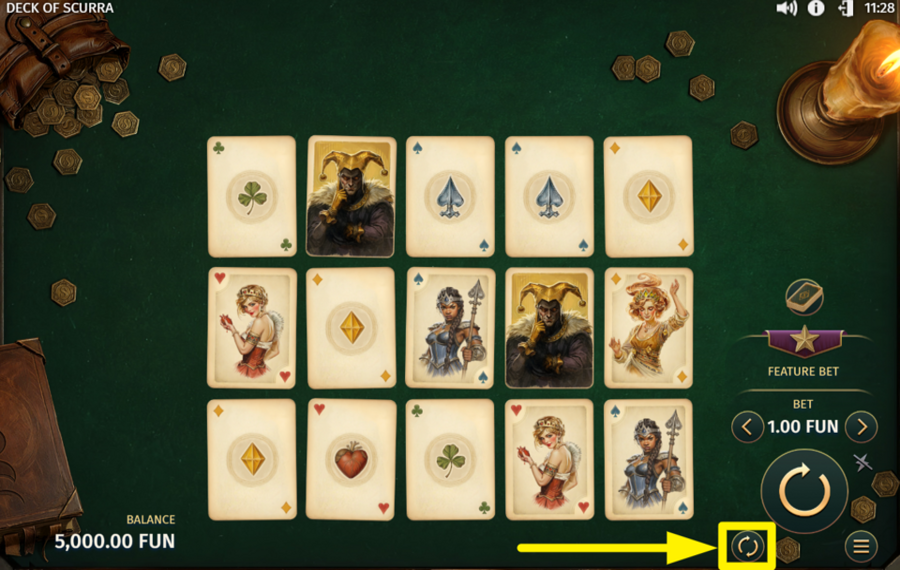 Deck of Scurra UTILIZZA LA FUNZIONE DI RIPRODUZIONE AUTOMATICA.