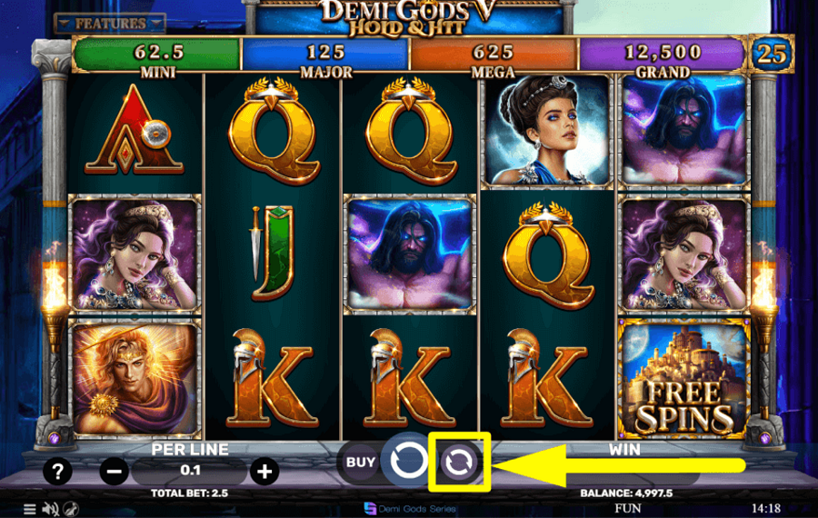 Demi Gods V Hold and Hit SPIN AUTOMATICALLY.