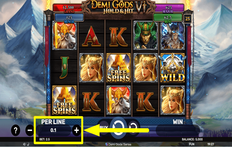 Demi Gods VI Hold and Hit SELECT THE WAGER.