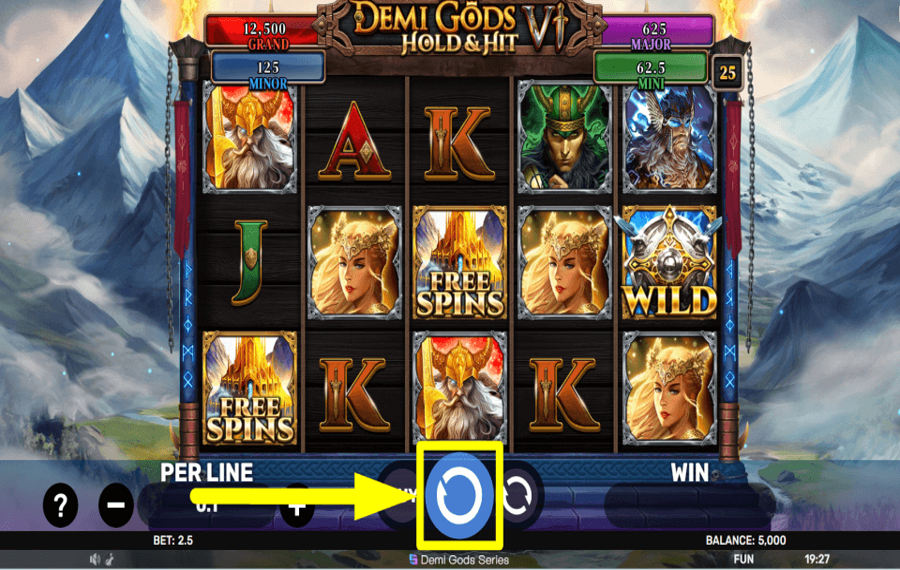 Demi Gods VI Hold and Hit START GAMBLING.