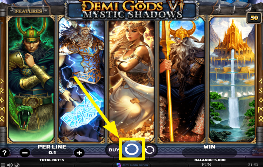 Demi Gods VI Mystic Shadows SPIN FOR VICTORY!