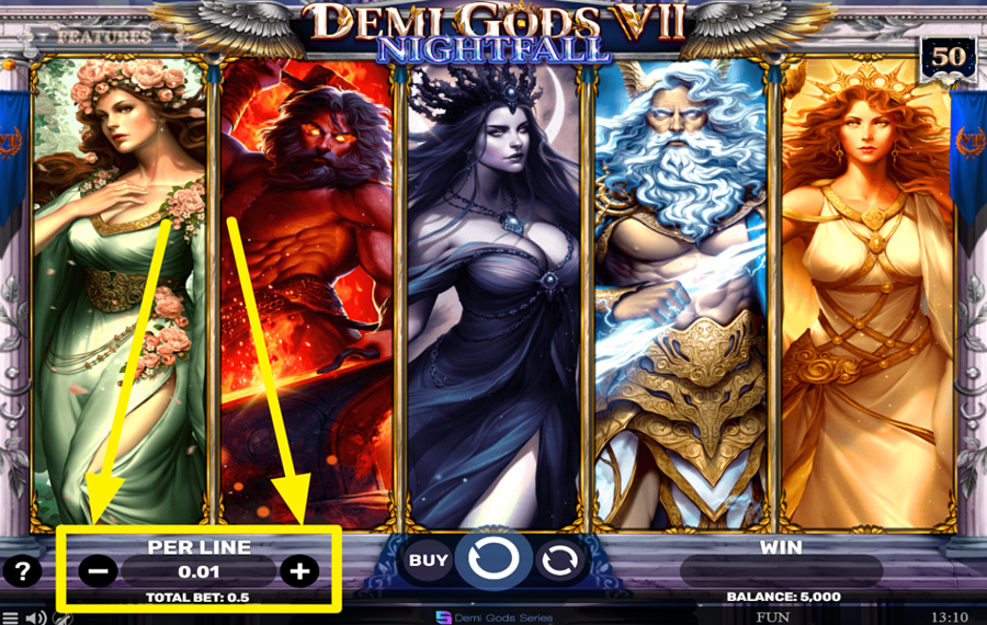 Demi Gods VII Nightfall ОПРЕДЕЛИТЕ СТАВКУ ПО ЛИНИИ.