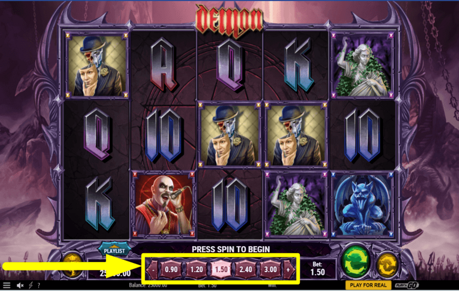 Demon SET THE TOTAL BET.