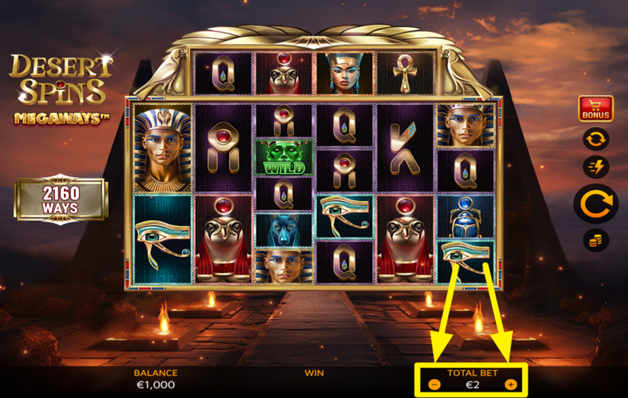 Desert Spins Megaways WÄHLEN SIE EINEN EINSATZBETRAG.