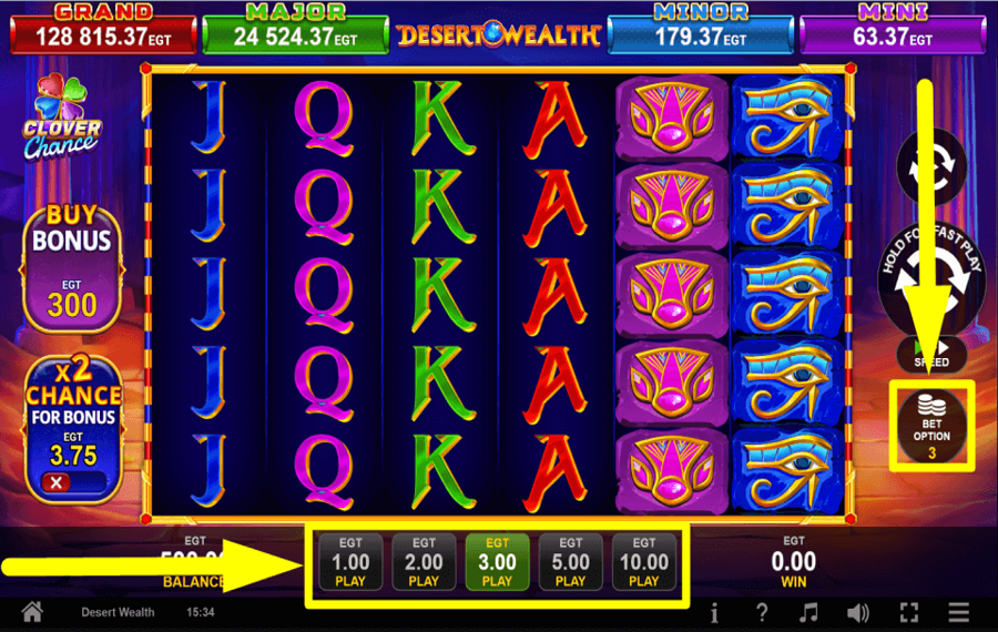 Desert Wealth Clover Chance SELECCIONA LA APUESTA TOTAL.