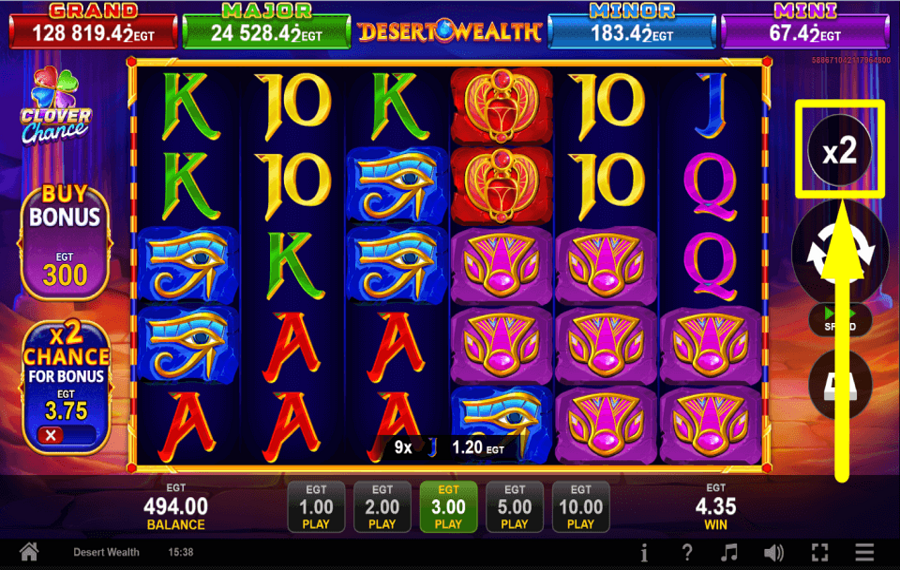 Desert Wealth Clover Chance TOMAR UN RIESGO.