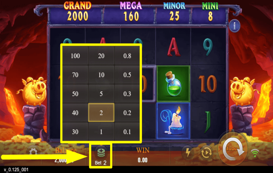 Devil Fire 2 SET THE TOTAL BET.