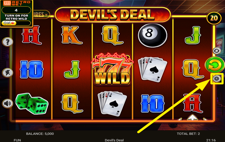 Devils Deal PASSEN SIE DEN EINSATZ PRO LINIE AN.