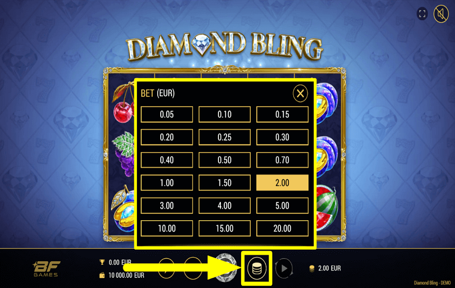 Diamond Bling WÄHLEN SIE DEN EINSATZ.