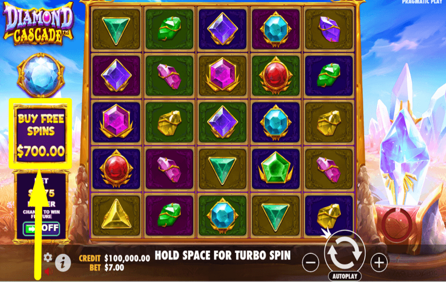 Diamond Cascade COLLECT FREE SPINS.
