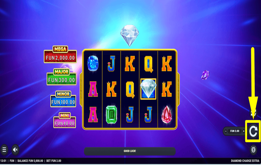 Diamond Charge Extra НАЧНИТЕ ИГРАТЬ В АЗАРТНЫЕ ИГРЫ.