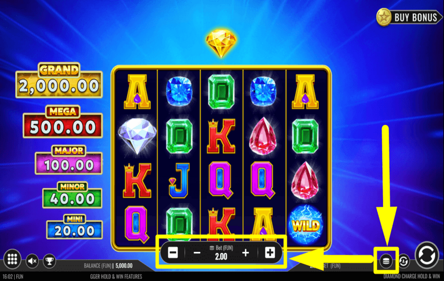 Diamond Charge Hold and Win SET THE WAGER.