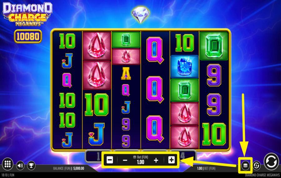 Diamond Charge Megaways ASSIGN A BET VALUE.