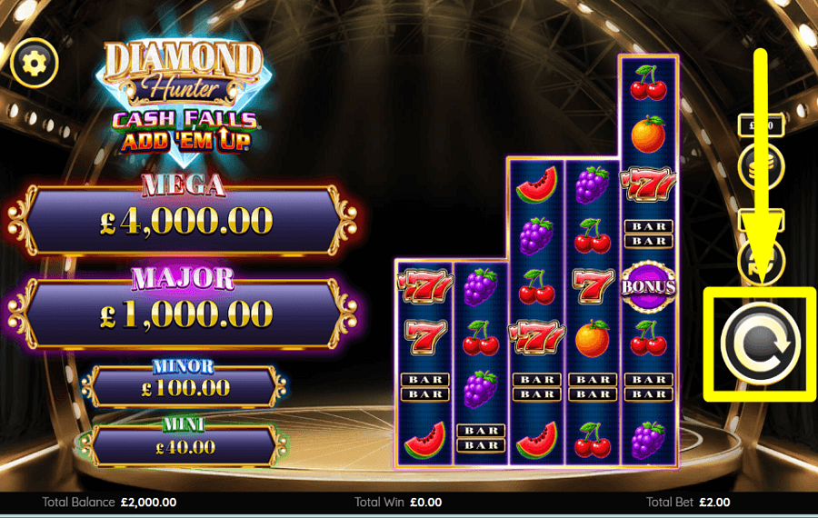 Diamond Hunter Cash Falls IMPEGNATI PER VINCERE.