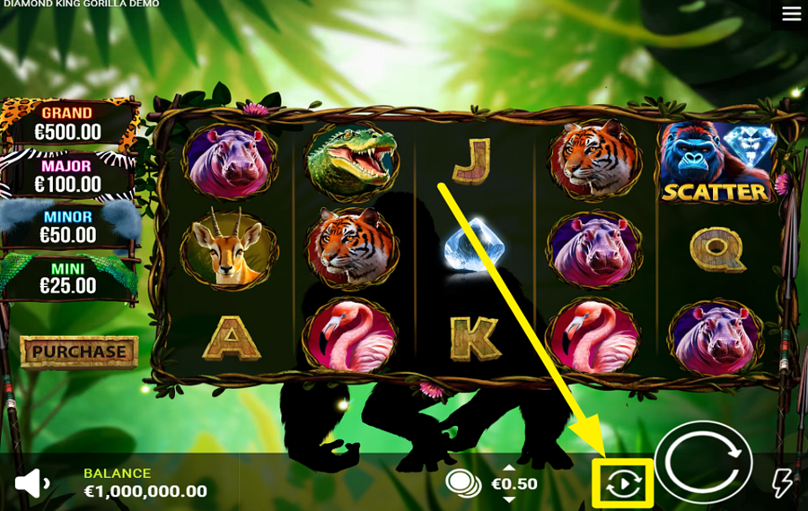 Diamond King Gorilla AUTOMATISCHES ABSPIELEN AUSLÖSEN.
