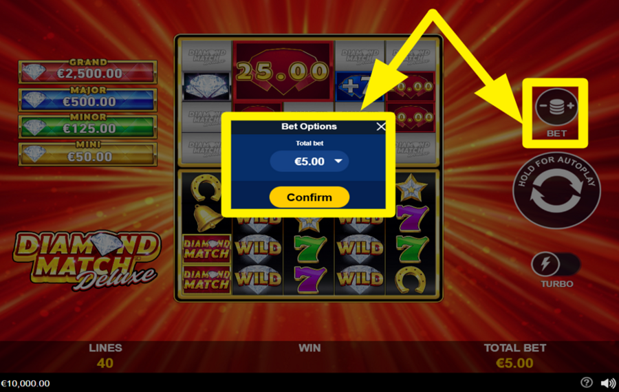 Diamond Match Deluxe НАЗНАЧИТЬ ЗНАЧЕНИЕ СТАВКИ.