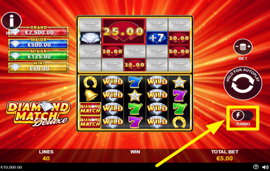 Diamond Match Deluxe УВЕЛИЧЬТЕ СКОРОСТЬ КАТУШКИ.