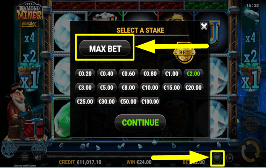 Diamond Miner DuoMax ВЫБЕРИТЕ МАКСИМАЛЬНУЮ СТАВКУ.